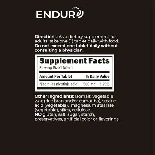 Endurance Products Plain Niacin 500mg thumbnail 6