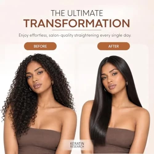 KERATIN RESEARCH Premium Advanced Brazilian Keratin Hair Complex Treatment 10 Fl Oz | Long-Lasting Straight & Smooth Hair thumbnail 8