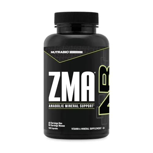 NutraBio ZMA Supplements for Men & Women- Zinc Magnesium Supplements to Support, 180 Ct. thumbnail 1