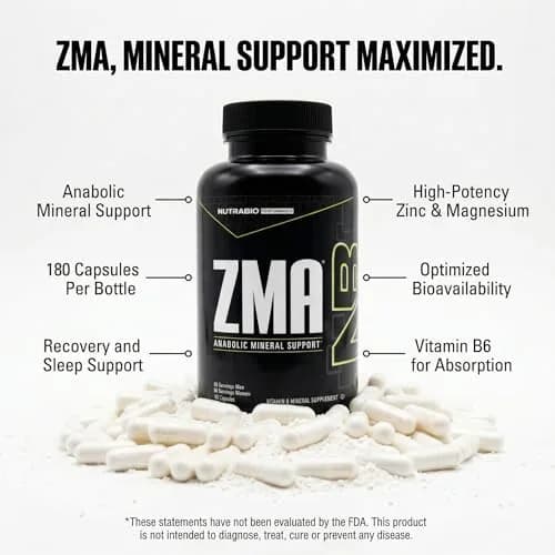 NutraBio ZMA Supplements for Men & Women- Zinc Magnesium Supplements to Support, 180 Ct. thumbnail 3