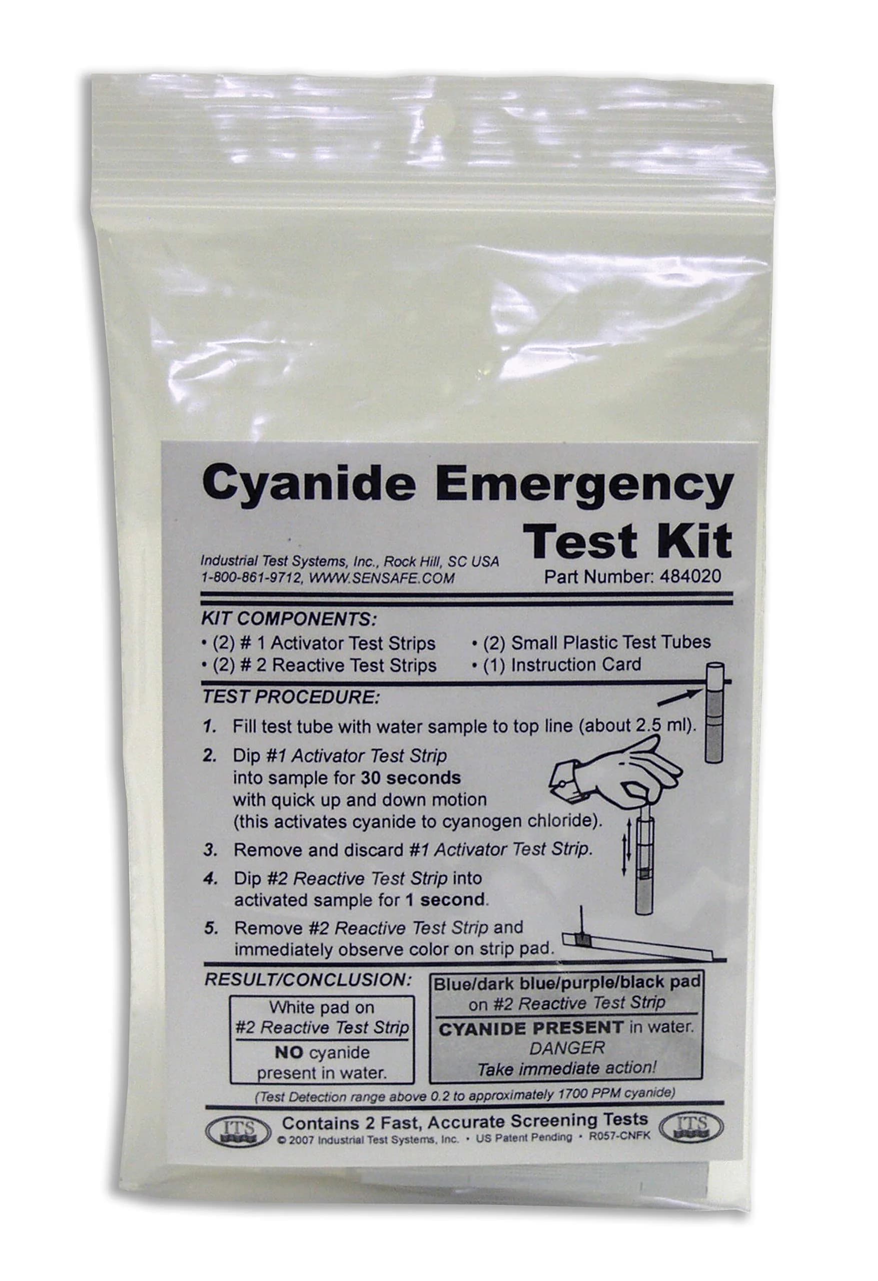 Industrial Test Systems 484020 Cyanide Emergency Test Kit 0.2-1700 ppm | 2 Minute Test