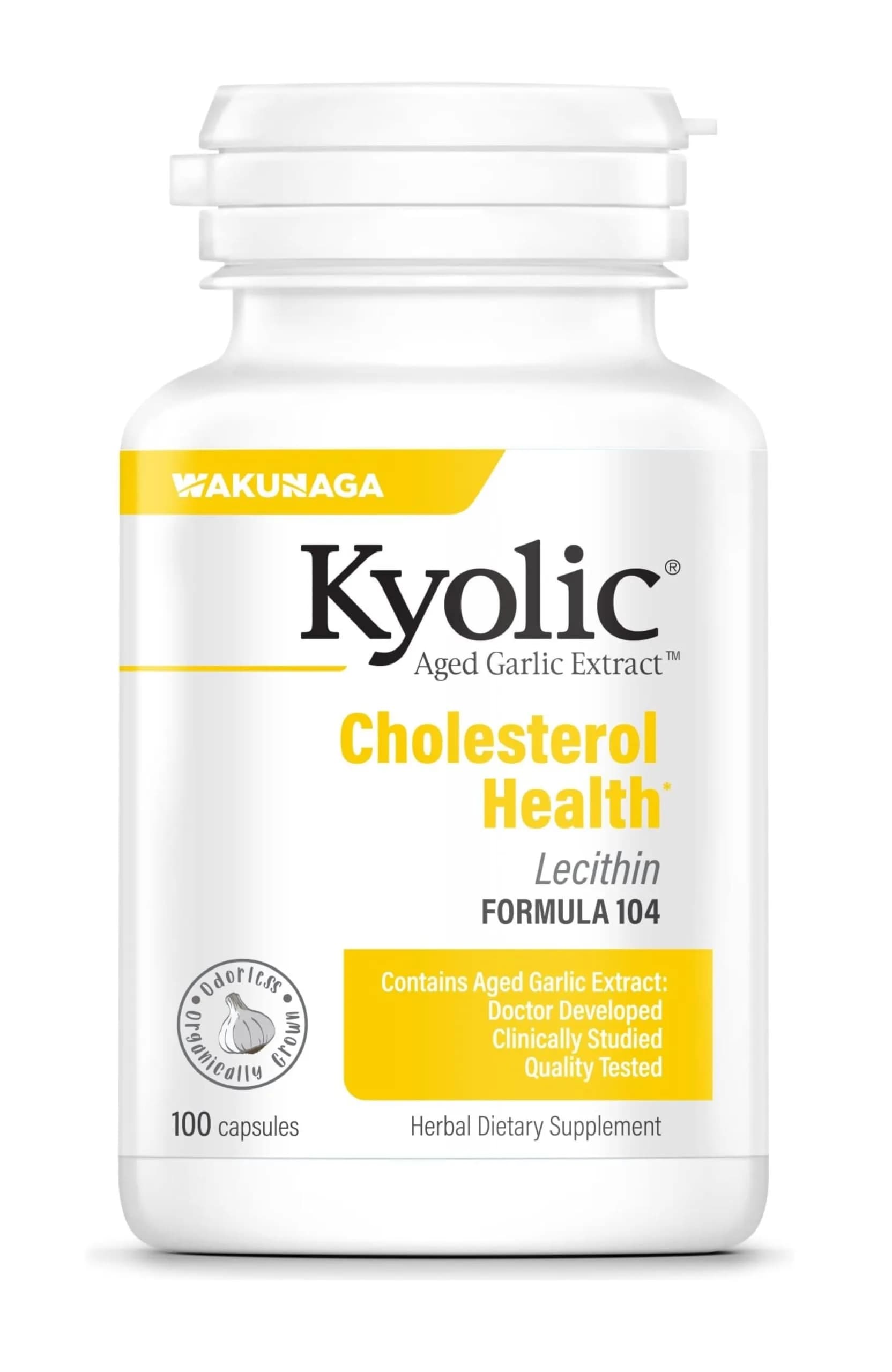 Kyolic Aged Garlic Extract Cholesterol Health Formula 104 100 Capsules | Supports Healthy Cholesterol Levels