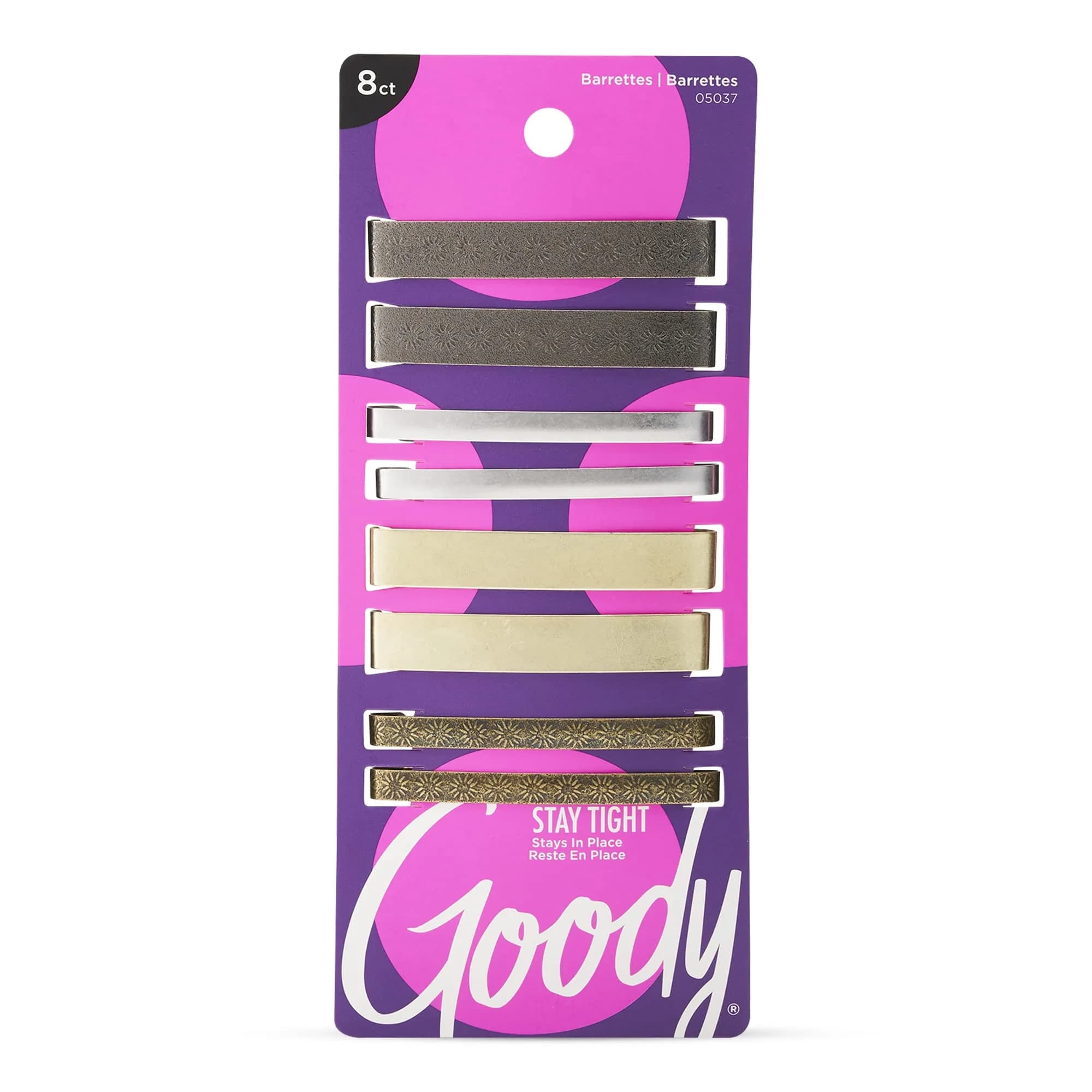 GOODY Stay Tight Hair Barrettes 8 Ct Metallic Non-Slip Clips | All Hair Types, Comfortable & Secure - main product image