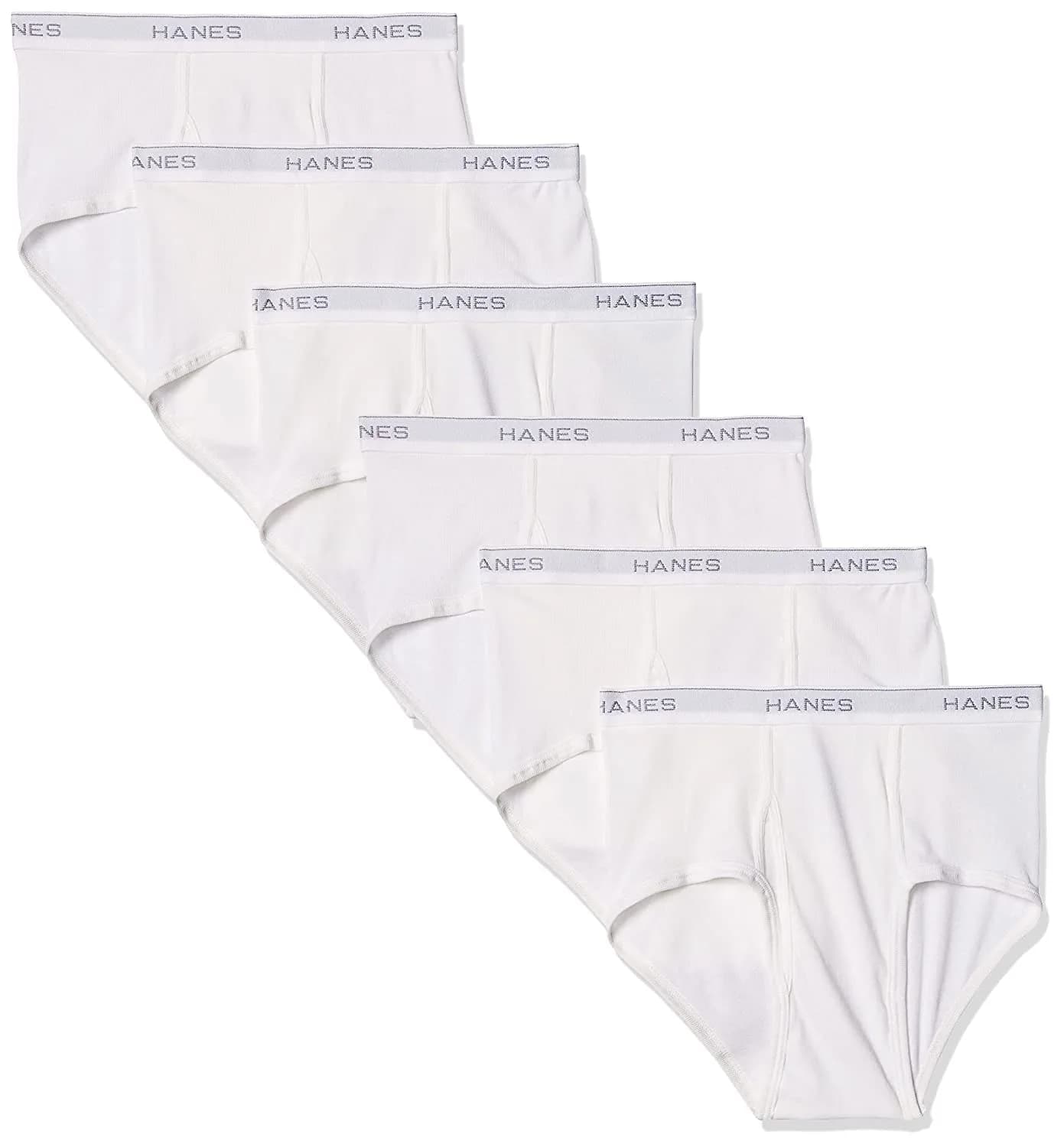 Hanes Men's 6-Pack FreshIQ Tagless Cotton Briefs in White, Large | Breathable, Tag-Free Comfort - main product image