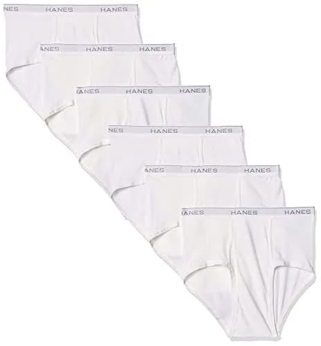 Hanes Men's 6-Pack FreshIQ Tagless Cotton Briefs in White, Large | Breathable, Tag-Free Comfort thumbnail 1