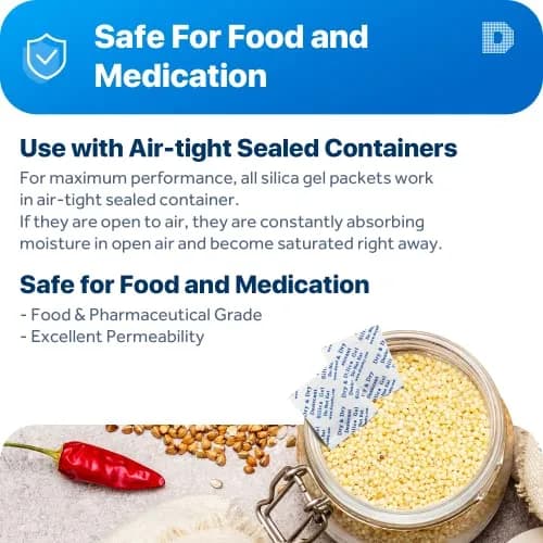 Dry & Dry 1 Gram Silica Gel Packets | Rechargeable Moisture Absorbers for Food & Electronics thumbnail 3