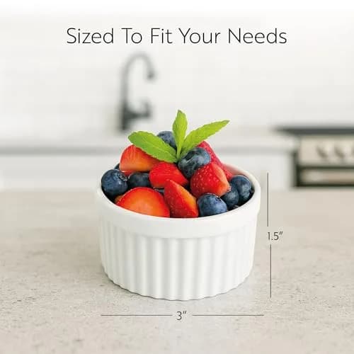 Restaurantware 5 Ounce Ramekin Bowls 10 Round Baking Ramekins | Oven & Microwave Safe White Porcelain thumbnail 2