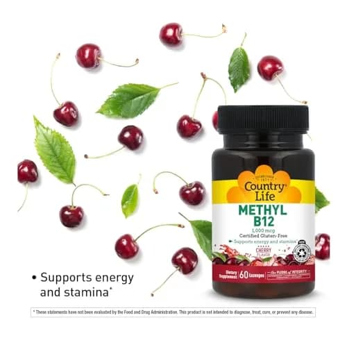 Country Life Methyl B12 1000 mcg Cherry Flavor | Supports Energy & Stamina thumbnail 4