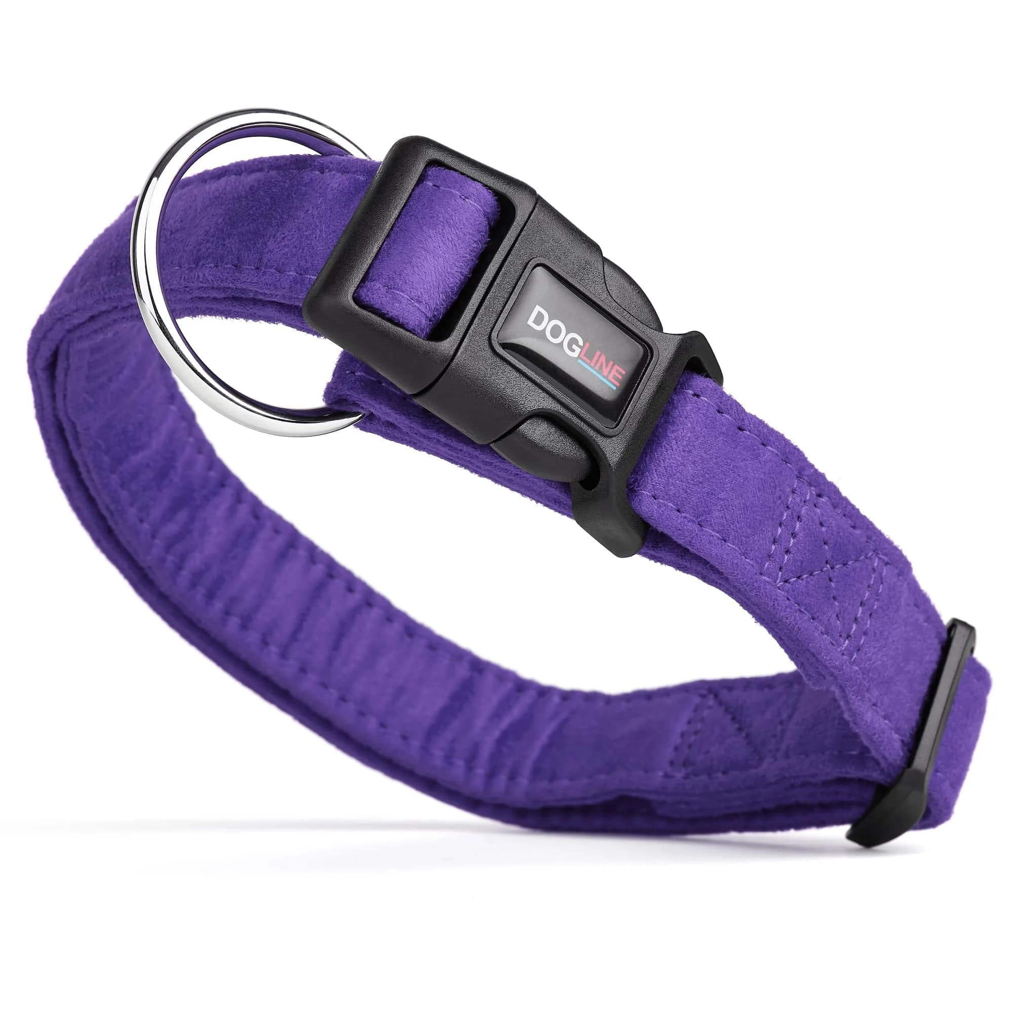 Dogline Pet Collar 3/4-Inch Wide Purple | Soft Microfiber, Reinforced Nylon, Machine Washable - main product image
