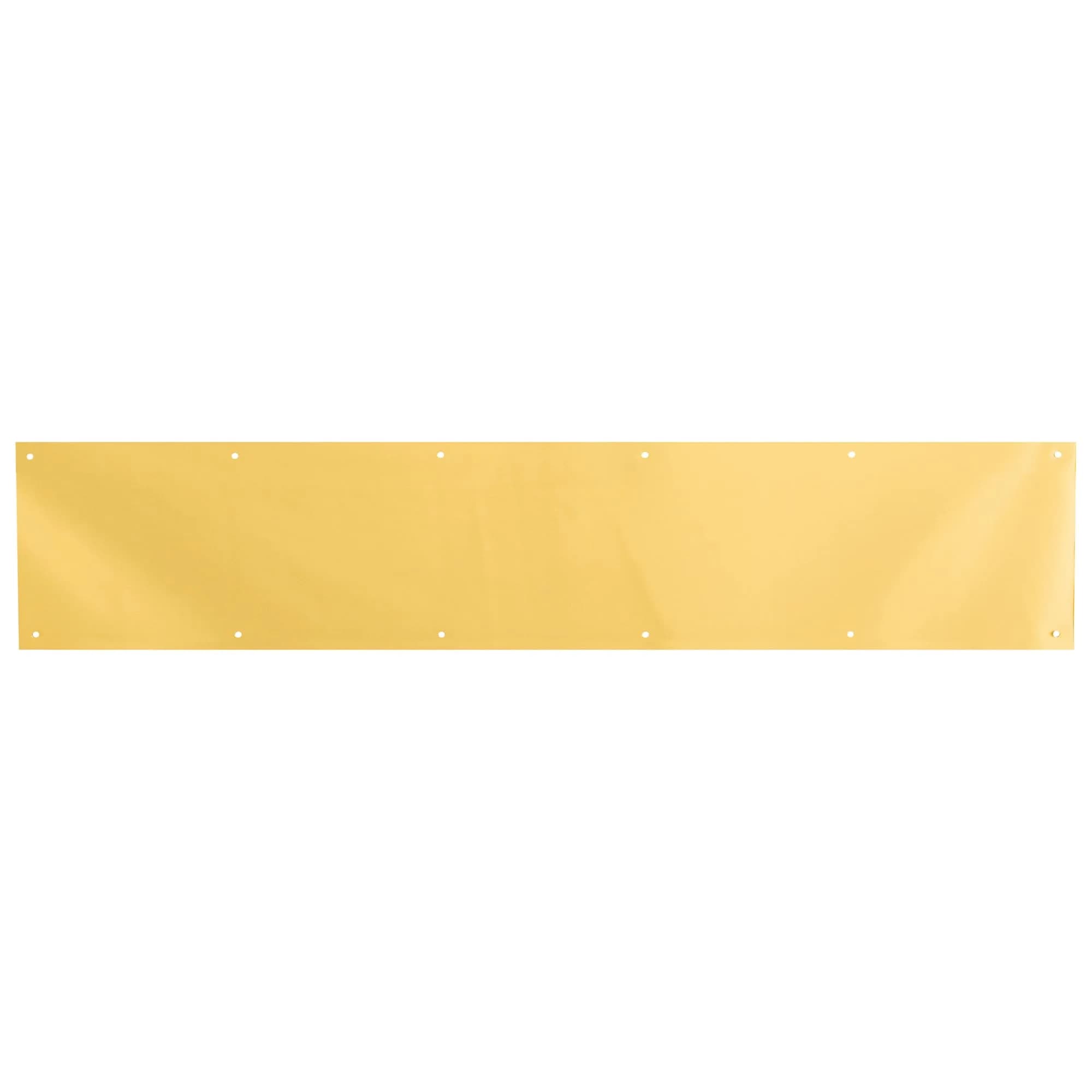 Prime-Line J 4703 6 in. x 34 in. Aluminum Door Kick Plate | Polished Brass Finish, Pre-Punched Mounting Holes - main product image