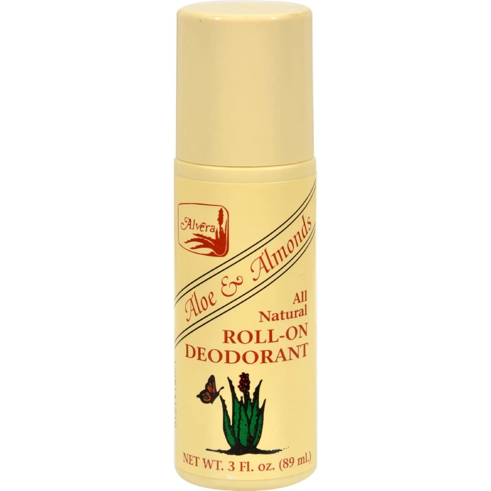 Alvera All Natural Roll-On Deodorant Aloe & Almonds 89 ml | Long-Lasting Natural Protection - main product image