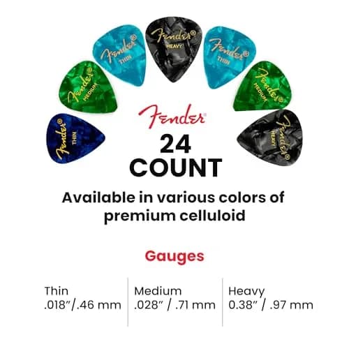 Fender Premium Guitar Picks Sampler 24 Pack | Includes Thin, Medium & Heavy Gauges for Versatile Play thumbnail 6