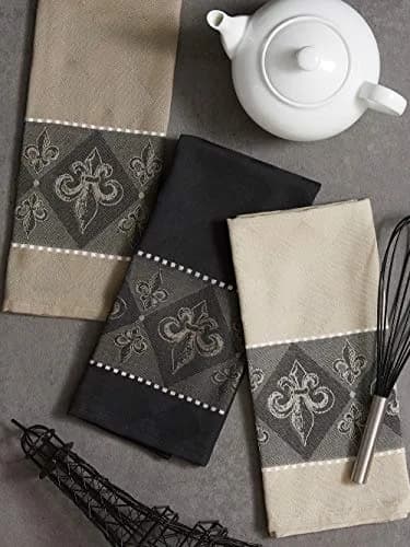 DII Cotton French Jacquard Dish Towels Set of 3 | Elegant Kitchen Decor & Absorbent thumbnail 5