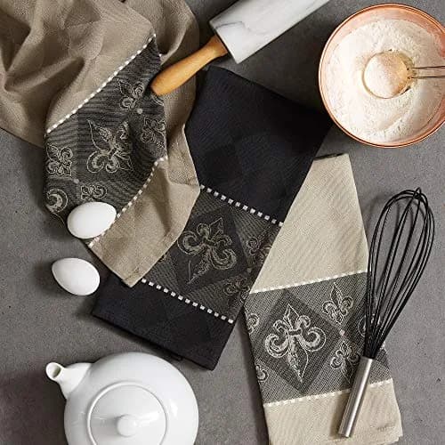 DII Cotton French Jacquard Dish Towels Set of 3 | Elegant Kitchen Decor & Absorbent thumbnail 3
