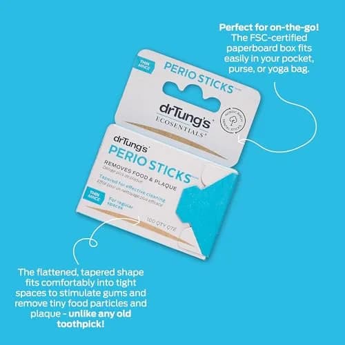 drTung's Perio Sticks Dental Floss Picks - Thin, 600 Count (6x100) | Gentle Gum Cleaning & Plaque Removal thumbnail 5