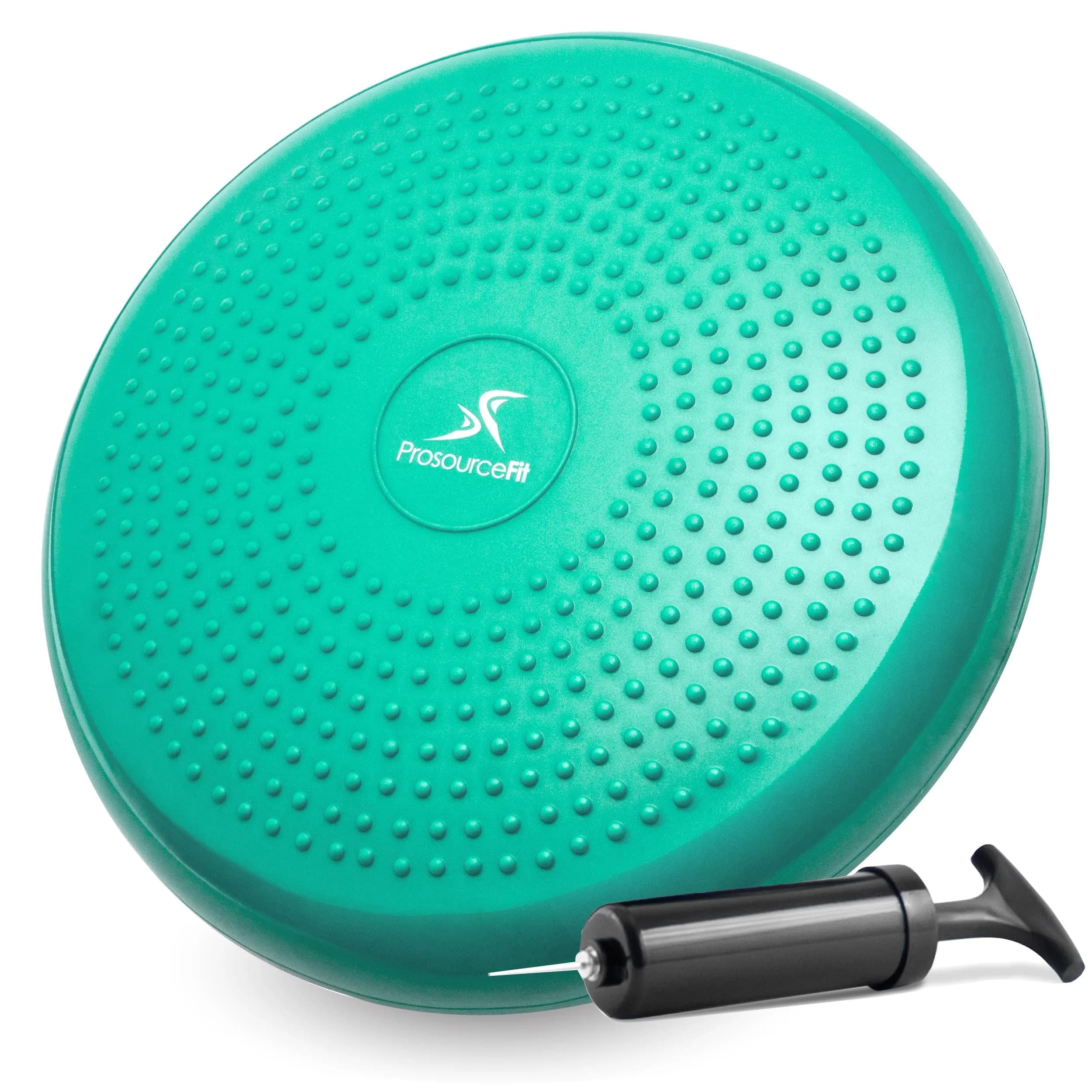 ProsourceFit Core Balance Disc Trainer, 14" Diameter with Pump for Fitness, Balance & Seating; Wobble Board for Core Stability; Flexible Floor Cushions for Kids, Purple — Green