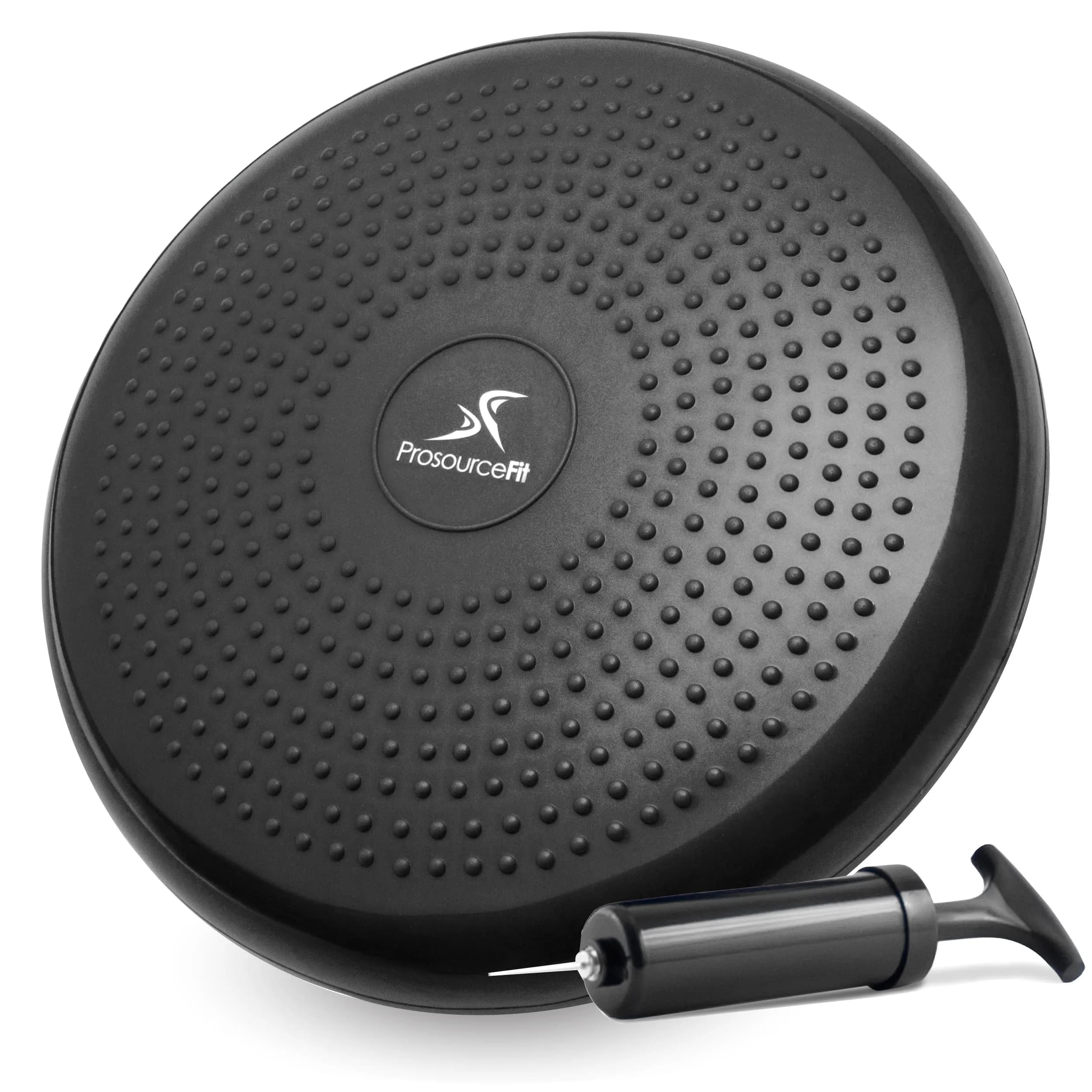 ProsourceFit Core Balance Disc Trainer, 14" Diameter with Pump for Fitness, Balance & Seating; Wobble Board for Core Stability; Flexible Floor Cushions for Kids, Purple — Black