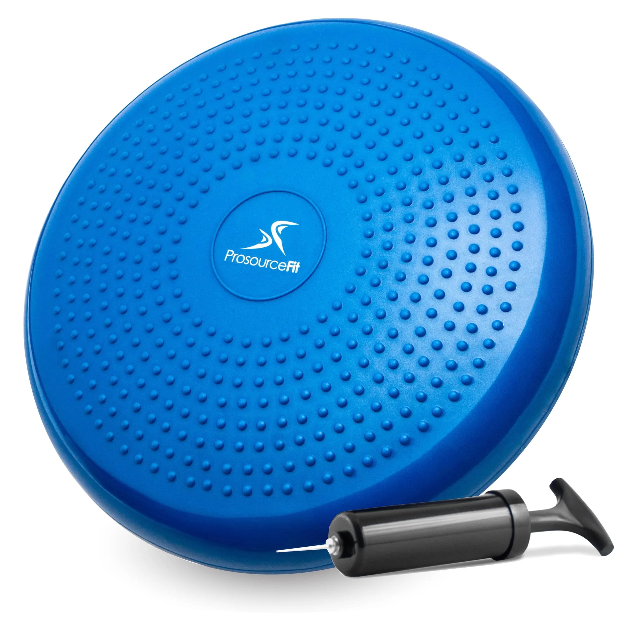 ProsourceFit Core Balance Disc Trainer, 14" Diameter with Pump for Fitness, Balance & Seating; Wobble Board for Core Stability; Flexible Floor Cushions for Kids, Purple — Blue