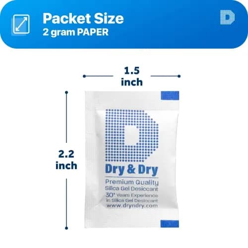 Dry & Dry 2 Gram Silica Gel Packets | Rechargeable Moisture Absorbers for Food & Electronics thumbnail 7