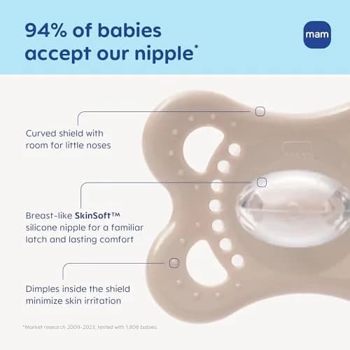 MAM Original Baby Pacifiers 0-6 Months, Glow-in-the-Dark, 2-Pack | Developed with Pediatric Dentists thumbnail 3