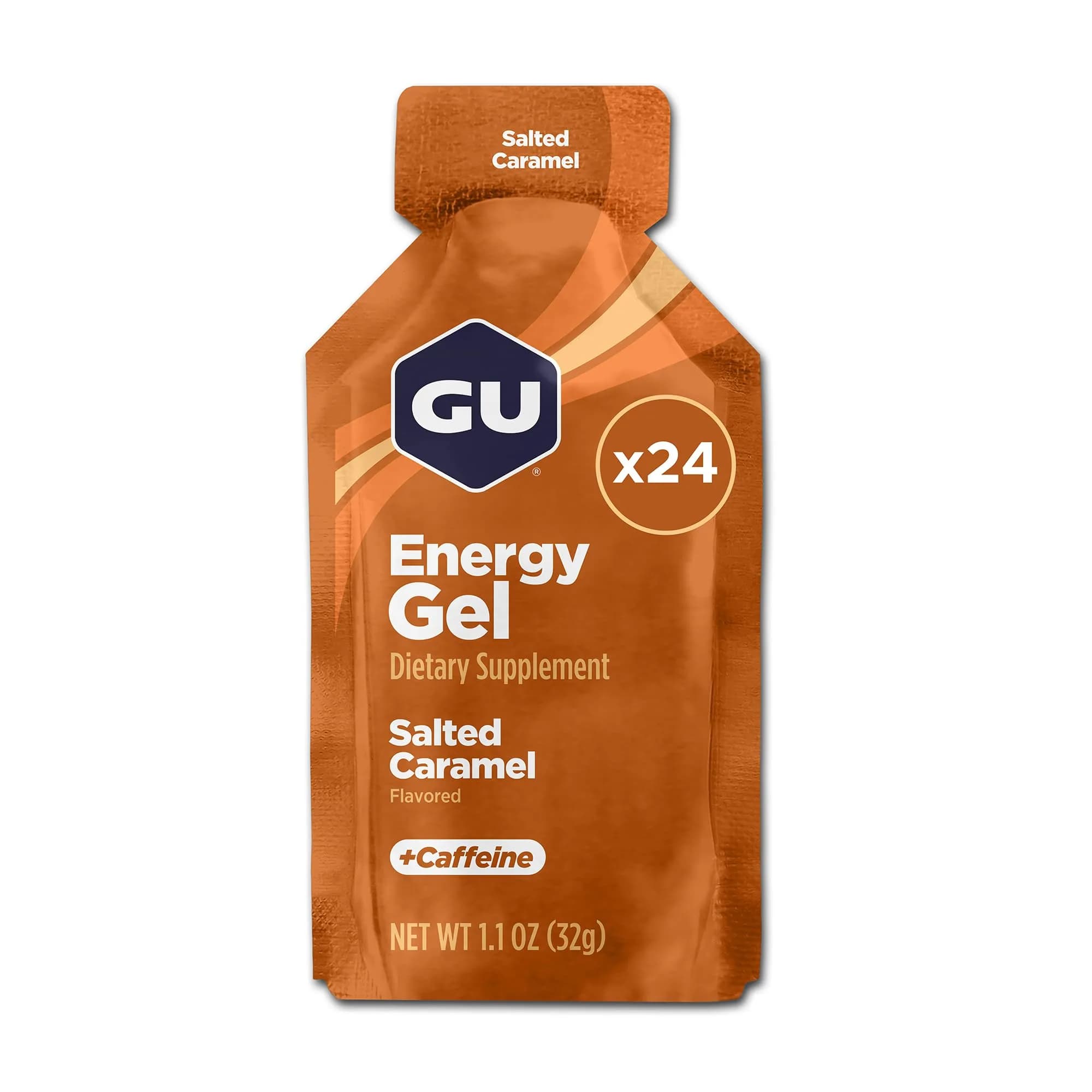 GU Energy Salted Caramel Energy Gel 24-Pack (100 Calorie Packets) | Dual-Source Energy & Electrolytes