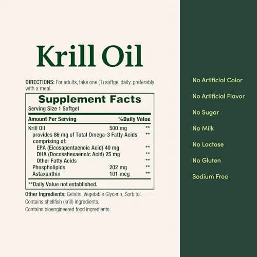 Nature's Bounty Krill Oil 500mg 30 Count Softgels thumbnail 5