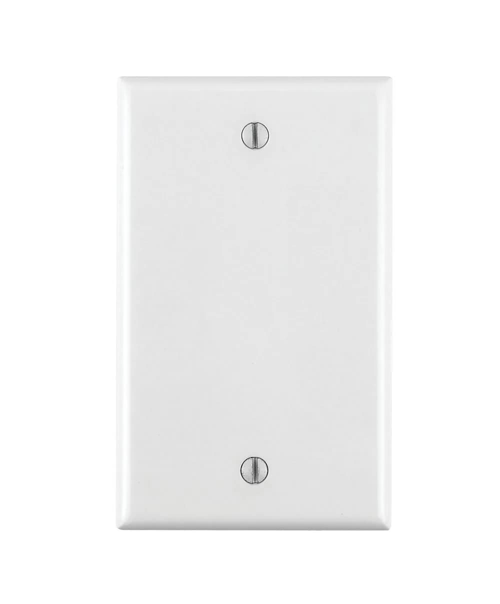 Leviton 80714-W 1-Gang Blank Wallplate, Standard Size, Thermoplastic Nylon, 25-Pack, White | Box Mount Decorator Style