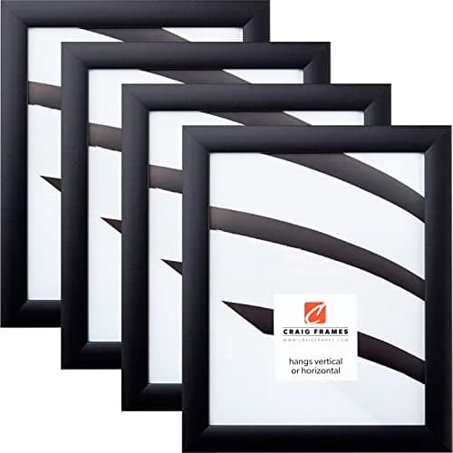 Craig Frames 8x10 Black Picture Frame Set (4-Pack) | 20.3cm x 25.4cm (8" x 10") | Matte Black Engineered Wood with Glass thumbnail 1
