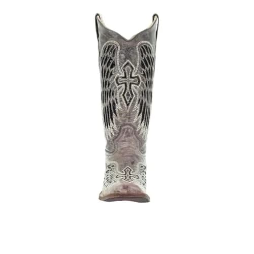 Corral Boots Womens Wings Tooled-Inlay Pull On Square Toe Casual Boots Mid Calf Low Heel 1-2" - Brown - Size 7 B thumbnail 7