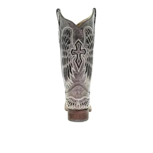 Corral Boots Womens Wings Tooled-Inlay Pull On Square Toe Casual Boots Mid Calf Low Heel 1-2" - Brown - Size 7 B thumbnail 5