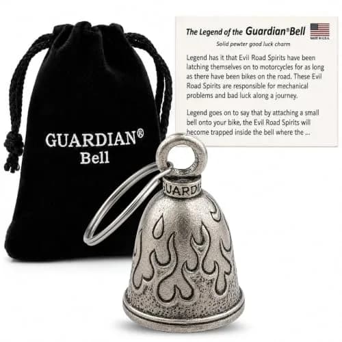 Guardian Bell Flame Bell Keychain | Motorcycle Good Luck Charm with Keyring & Gift Bag | 10g (0.35oz) thumbnail 1