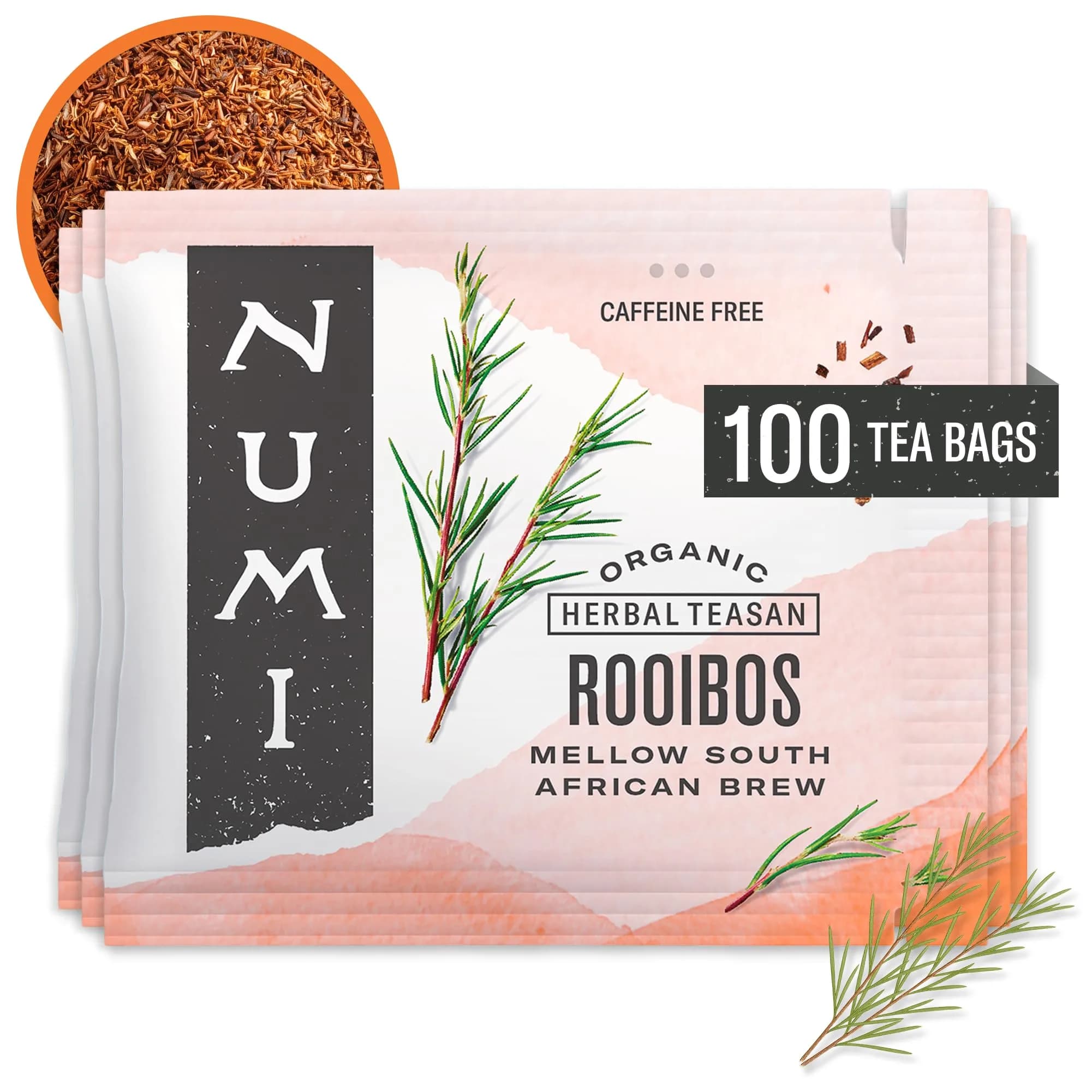 Numi Organic Rooibos Tea, 100 Herbal Tea Bags, Caffeine Free | Organic, Natural & Fair Trade (70-120 chars) - main product image