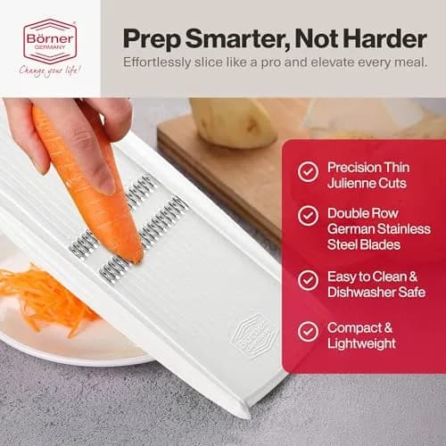 Swissmar Börner PowerLine Thin Julienne Vegetable Slicer | Precision Mandoline for Potatoes & Zucchini (4.3⭐, 940 reviews, <span class="inline-flex items-baseline"><span class="inr-rupee" aria-hidden="true">₹</span><span class="inr-amount">4,250</span></span>) in India thumbnail 5