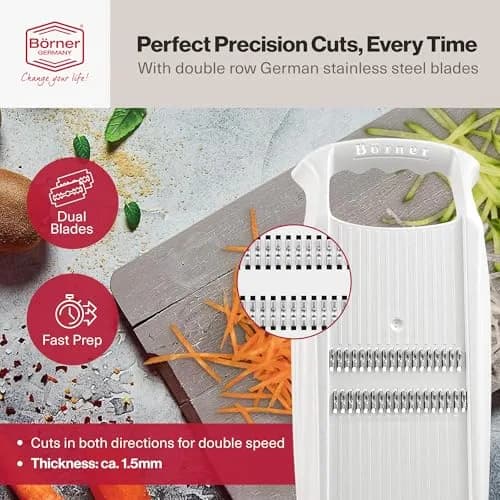 Swissmar Börner PowerLine Thin Julienne Vegetable Slicer | Precision Mandoline for Potatoes & Zucchini (4.3⭐, 940 reviews, <span class="inline-flex items-baseline"><span class="inr-rupee" aria-hidden="true">₹</span><span class="inr-amount">4,250</span></span>) in India thumbnail 3