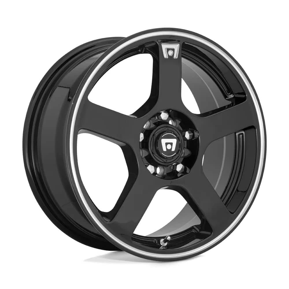 Motegi MR116 FS5 17X7 5X112/4.5 5.57 40mm MATTE BLACK W/RED STRIPE - MR11677046740 | Performance Wheel — GLOSS BLACK MACHINED FLANGE / 16X7, 5X100/4.5, 5.57, 40mm