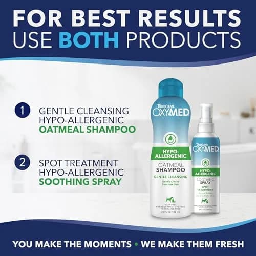 TropiClean OxyMed Hypoallergenic Dog & Cat Shampoo 591ml (20oz) | Soothes Itchy Skin & Coats thumbnail 9