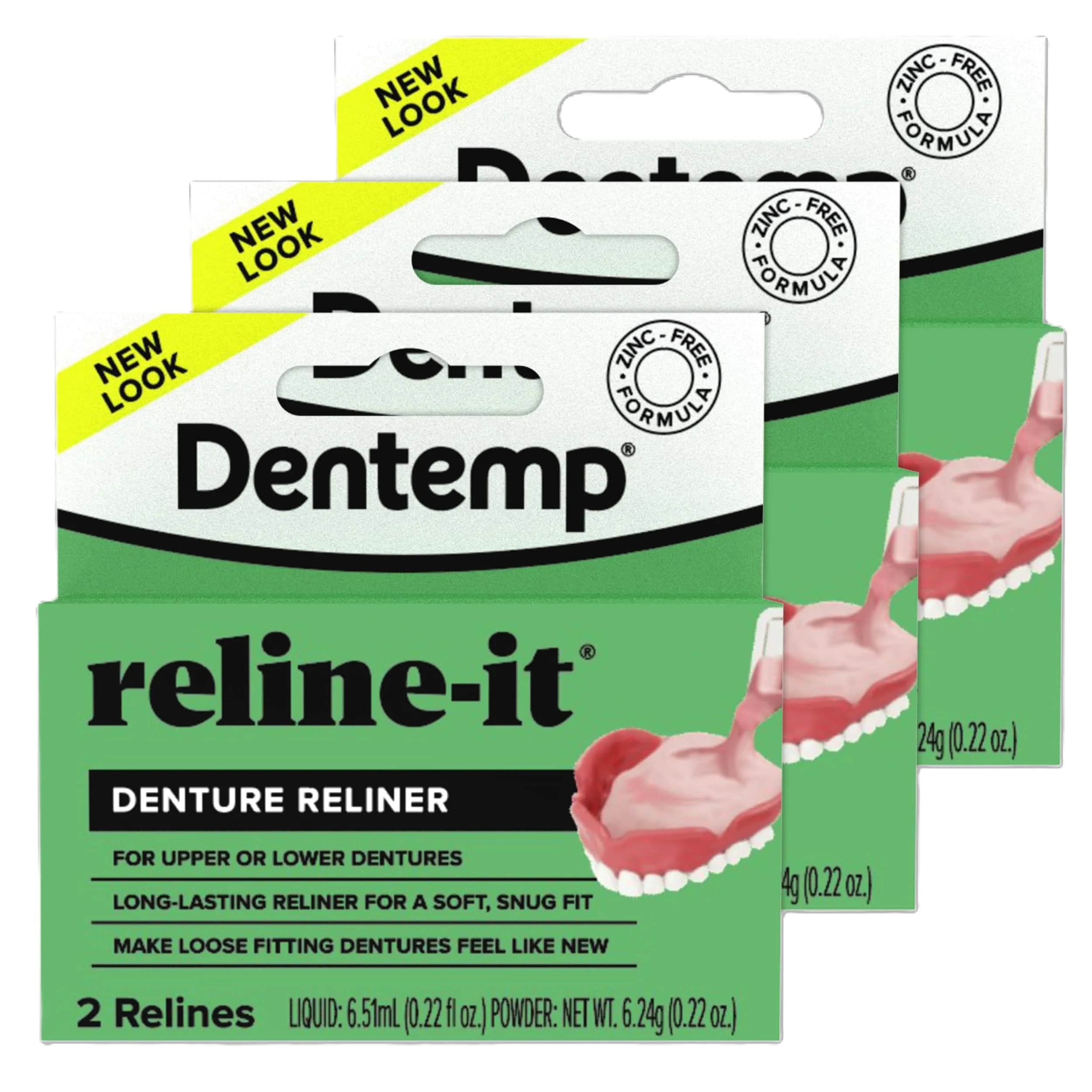 Dentemp Reline-It Advanced Denture Reline Kit | Soft Yet Firm Texture, Zinc-Free Formula, 2 Relines — (6 Relines)