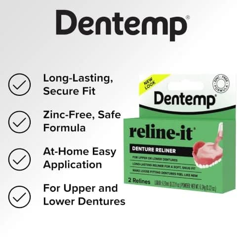 Dentemp Reline-It Advanced Formula Denture Reline Kit 3 Pack (6 Relines) | Custom Fit for Upper & Lower Dentures thumbnail 6