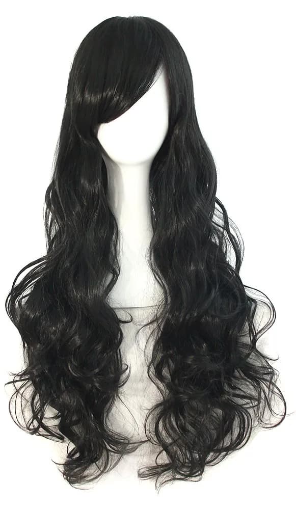 MapofBeauty Silver Gray Spiral Curly Cosplay Wig 80cm (32 Inch) | Heat Resistant Fiber — Black