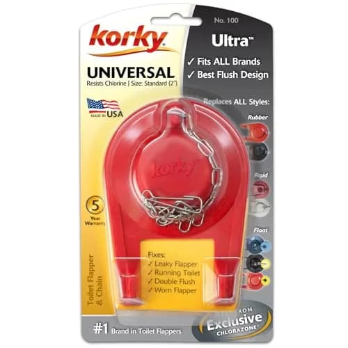 Korky Ultra Standard 2-Inch Universal Toilet Flapper with Stainless Steel Chain | Easy Install, Water Saving thumbnail 6