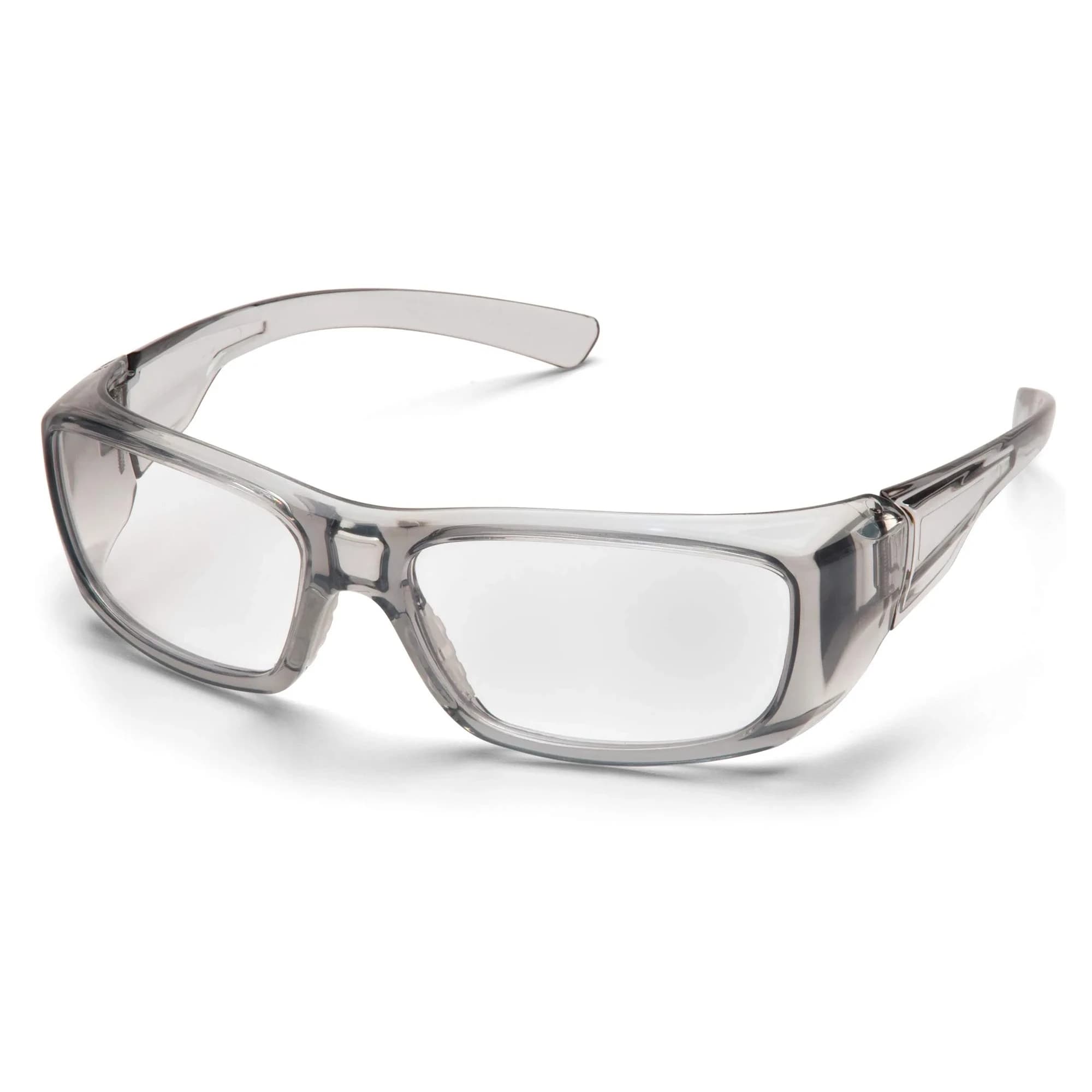 Pyramex Clear Reader Safety Glasses with Black Frame, +2.0 Diopters, 6.25" Width | Impact Resistant Polycarbonate Lenses — Gray Frame +2.0
