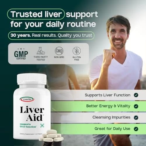LIVERITE Liver Aid - Liver Support Supplement - 60 Tablets | Supports Liver Function & Energy thumbnail 7