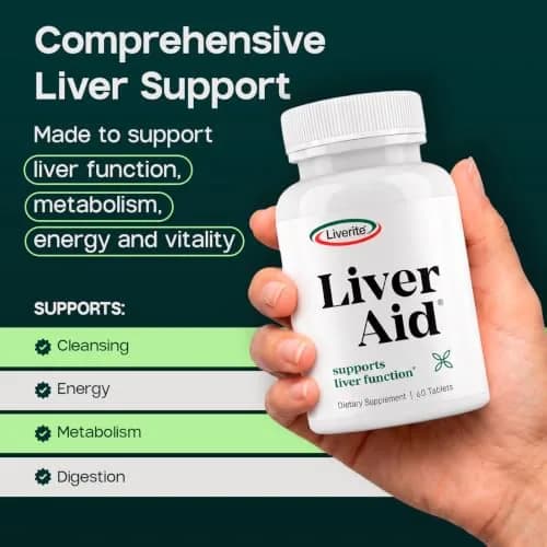 LIVERITE Liver Aid - Liver Support Supplement - 60 Tablets | Supports Liver Function & Energy thumbnail 2