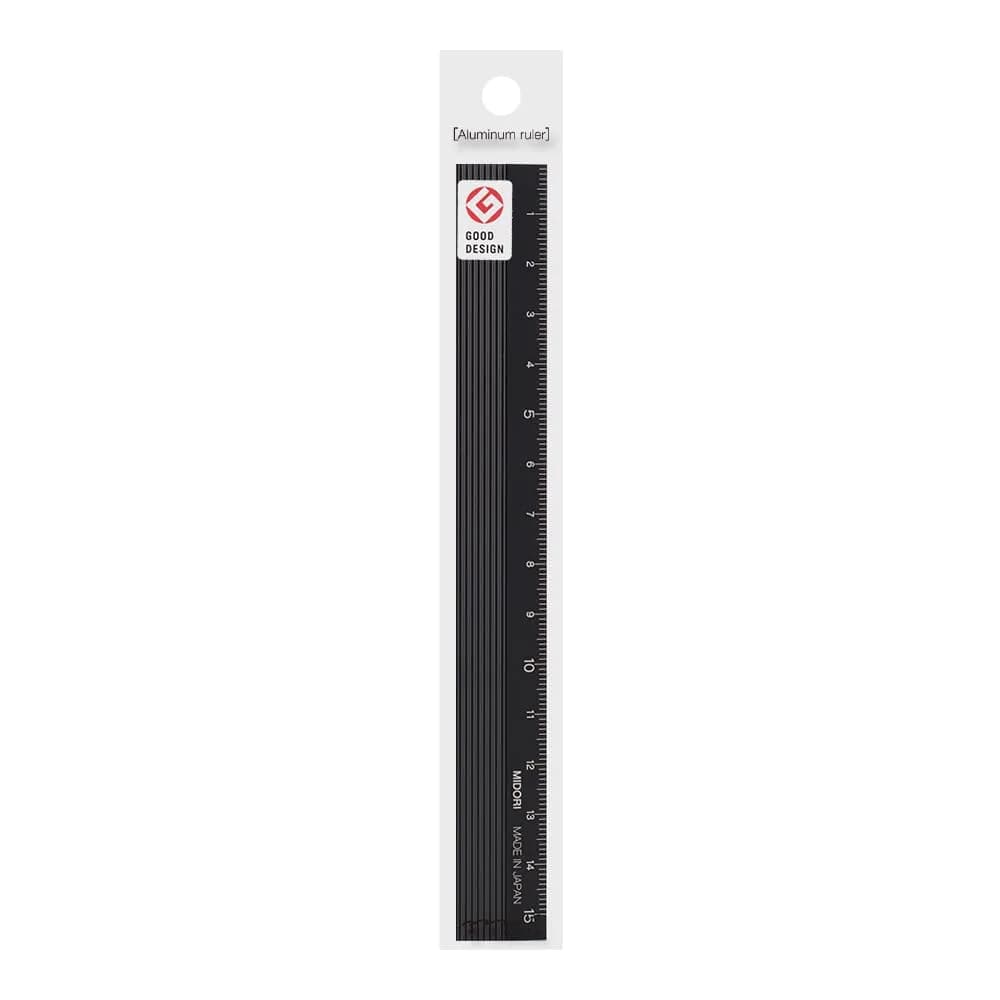 Midori Aluminium Ruler 15cm Black | Classic Drafting Tool for Precision Measurement - main product image