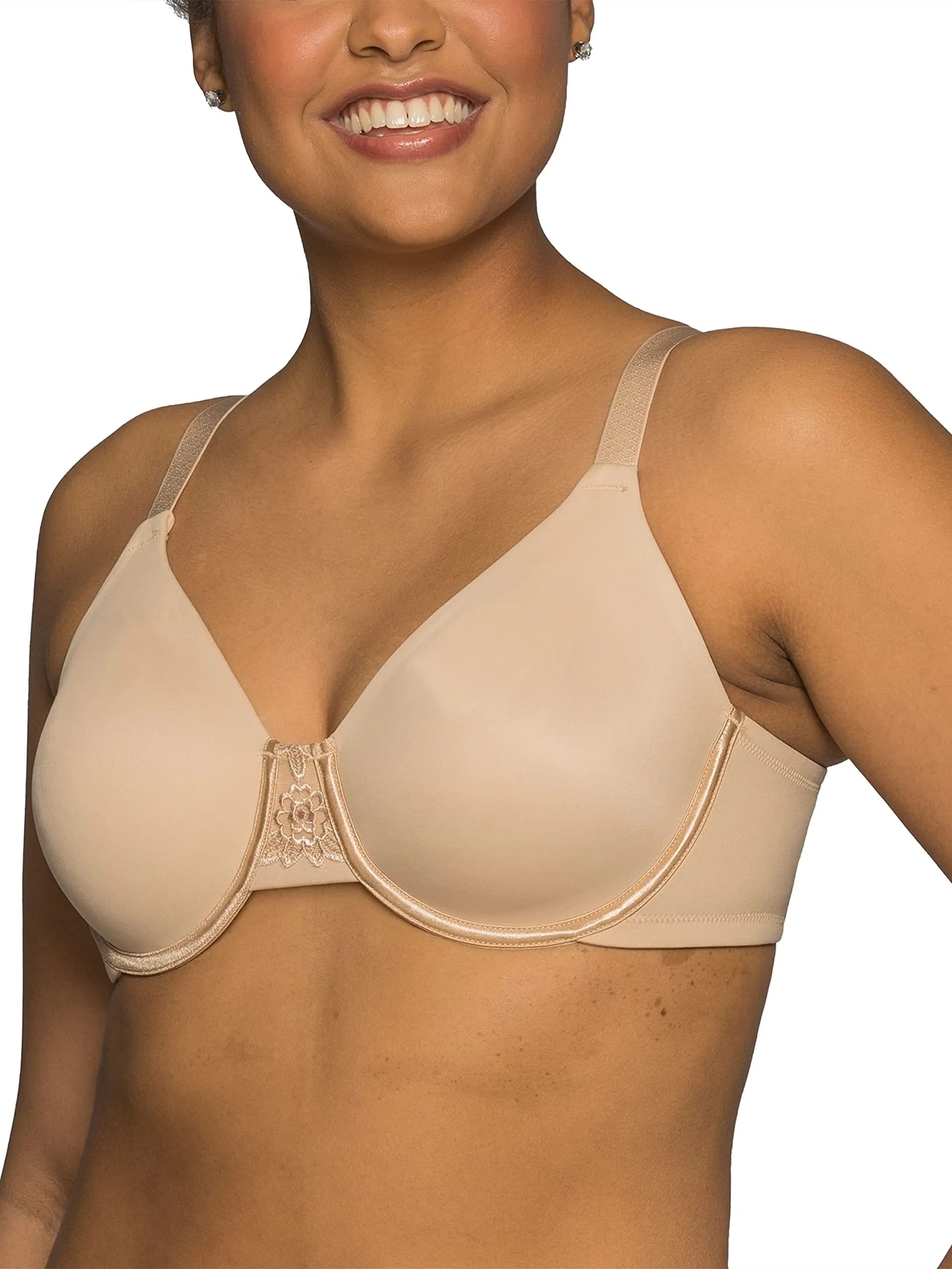 Vanity Fair Women's Beauty Back Smoothing Minimizer Bra 36DD (36DD / 102cm Band) | Minimizes Bust Line Up to 1.5" & Smooths Back Bulges — Damask Neutral / 44DD