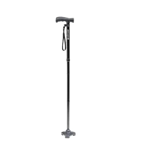 HurryCane Freedom Edition Foldable Walking Cane with T Handle, Black 30.5-37.5 inches | Patented SteadiGrip Base for Enhanced Stability thumbnail 1