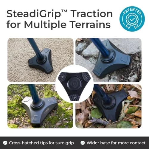 HurryCane Freedom Edition Foldable Walking Cane with T Handle, Black 30.5-37.5 inches | Patented SteadiGrip Base for Enhanced Stability thumbnail 4