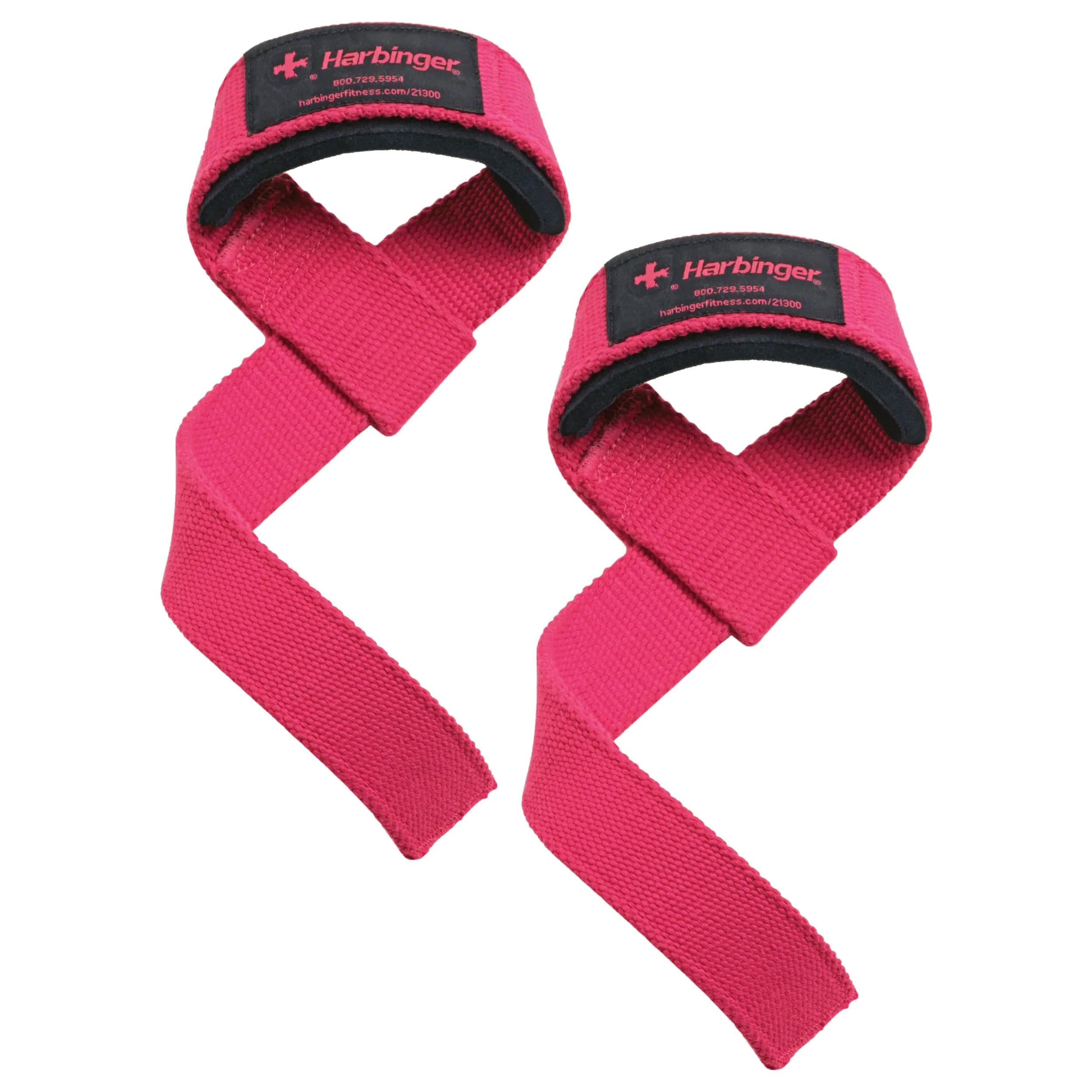 Harbinger Padded Cotton Lifting Straps with NeoTek Cushioned Wrist (Pair, Camo) | 53 cm (21.5 in) Length — Pink