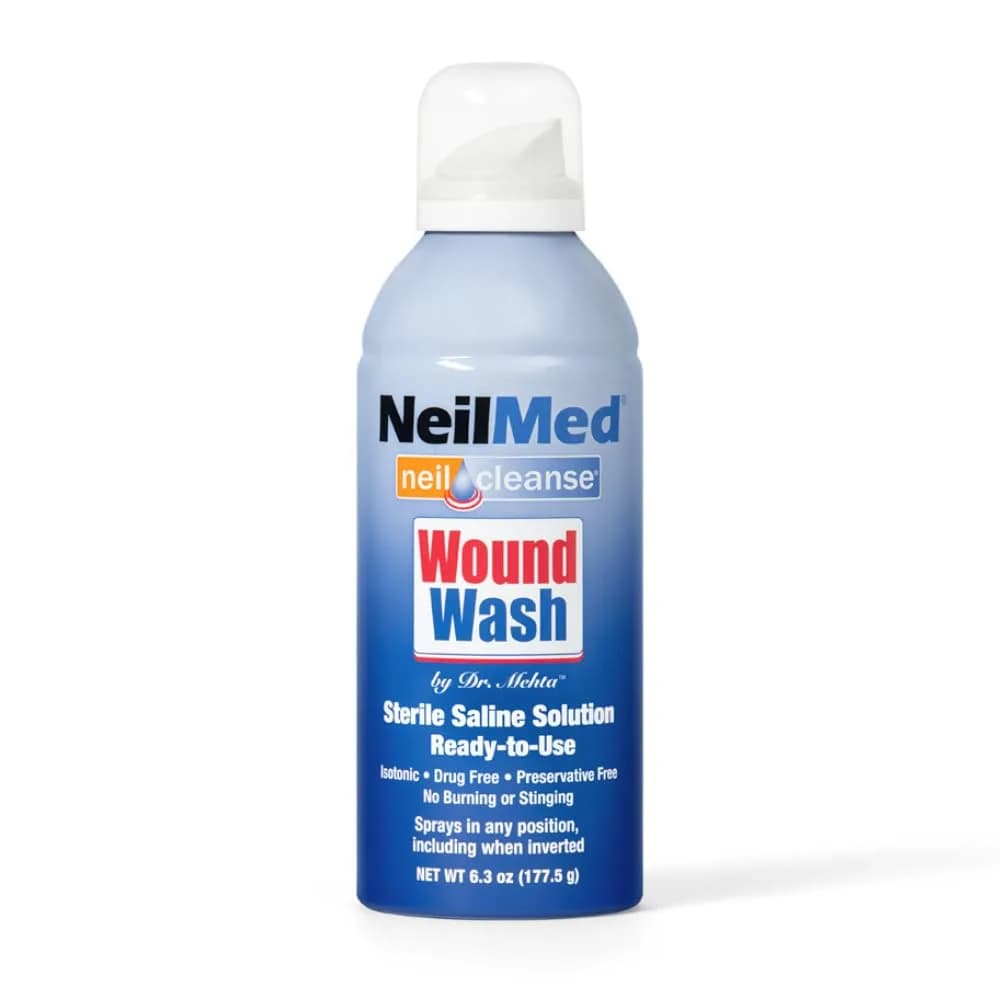 NeilMed Sterile Saline Wound Wash Spray 177ml (6.3 Fl Oz) | Cleans Minor Wounds & Abrasions — 6.3 Fl Oz
