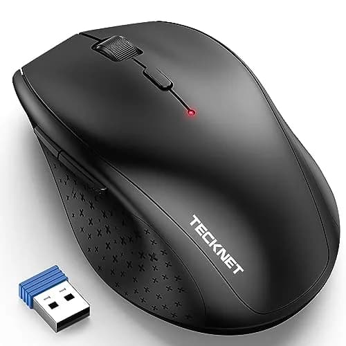 TECKNET 2.4G Wireless Mouse, 4800 DPI Ergonomic Computer Mouse, USB, Black | 6 Buttons, 30-Month Battery thumbnail 1